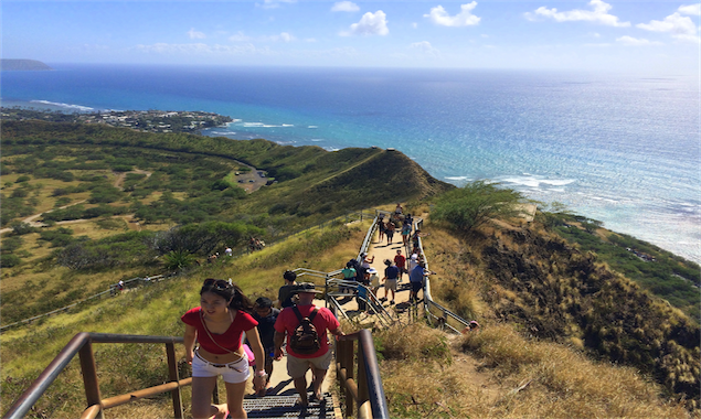 Hiking up Diamond Head 